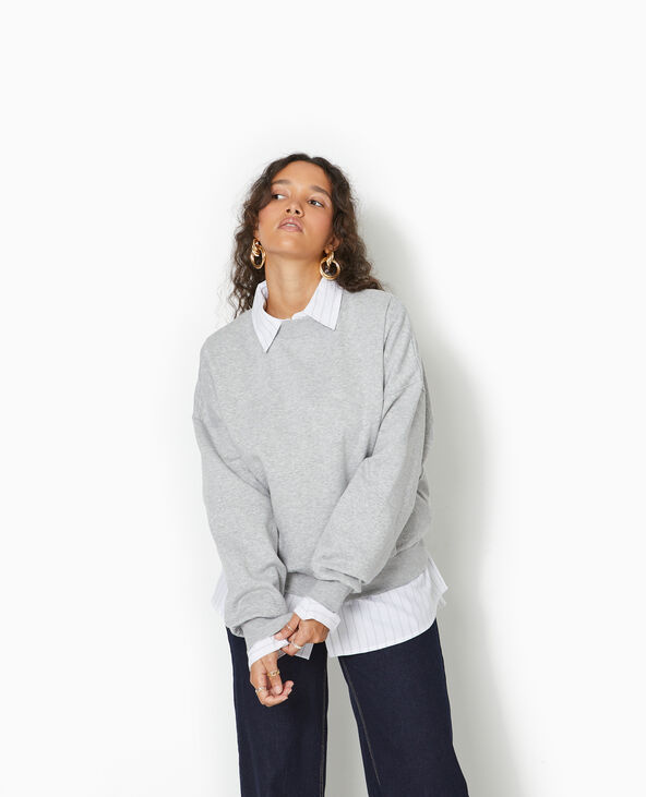 Sweat molleton col rond gris chiné - Pimkie