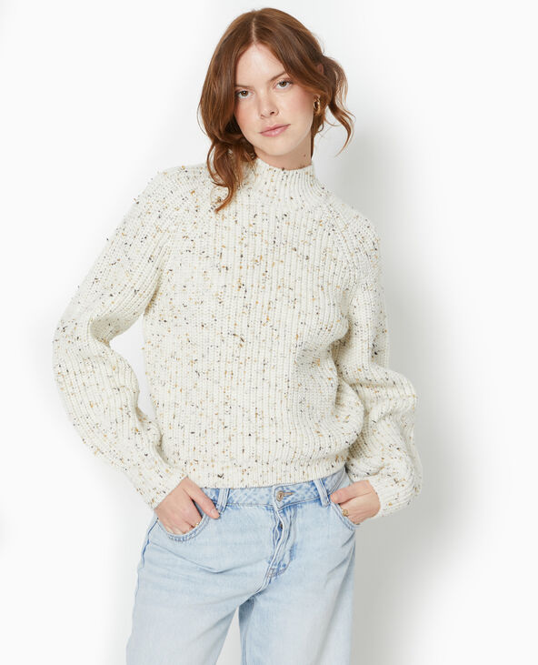 Pull col montant en maille moulinée écru - Pimkie