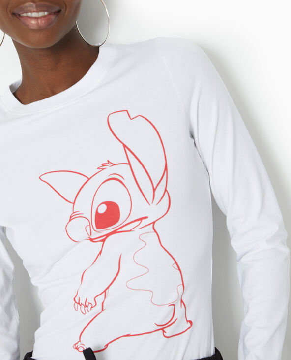 T-shirt manches longues avec print STITCH blanc - Pimkie