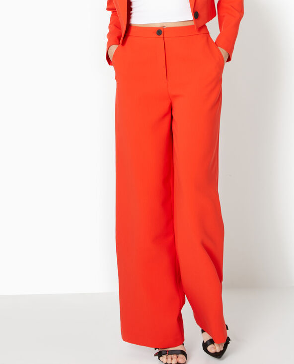 Pantalon large et droit taille haute rouge - Pimkie