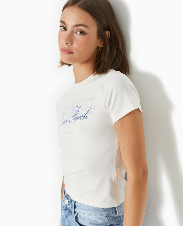 T-shirt ajusté avec print devant blanc - Pimkie