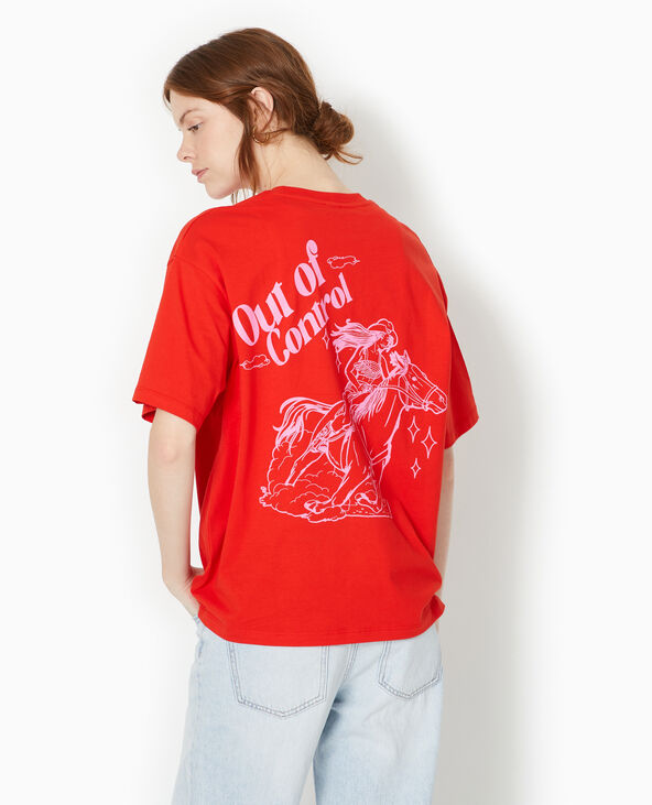 T-shirt oversize avec print devant et dos rouge - Pimkie