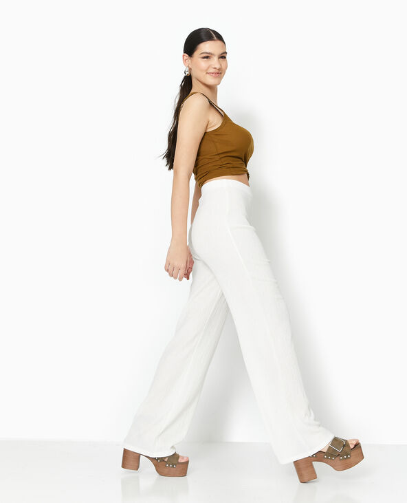 Pantalon large en maille reliéfée blanc - Pimkie