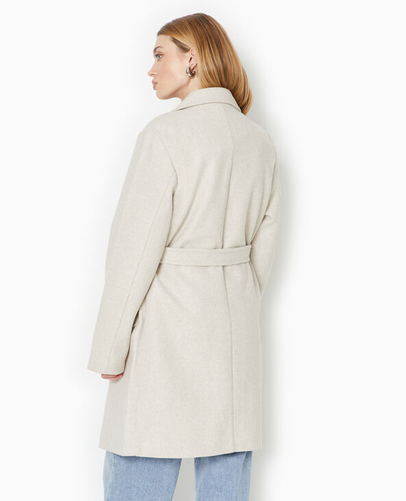 Manteau mi-long avec ceinture beige - Pimkie