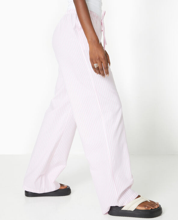 Pantalon rayé façon pyjama d'homme rose - Pimkie