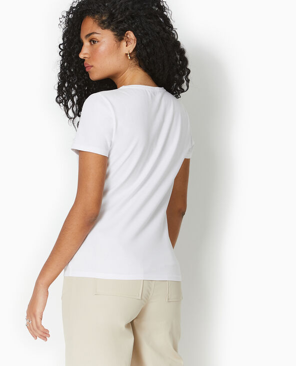 T-shirt ajusté manches courtes blanc - Pimkie