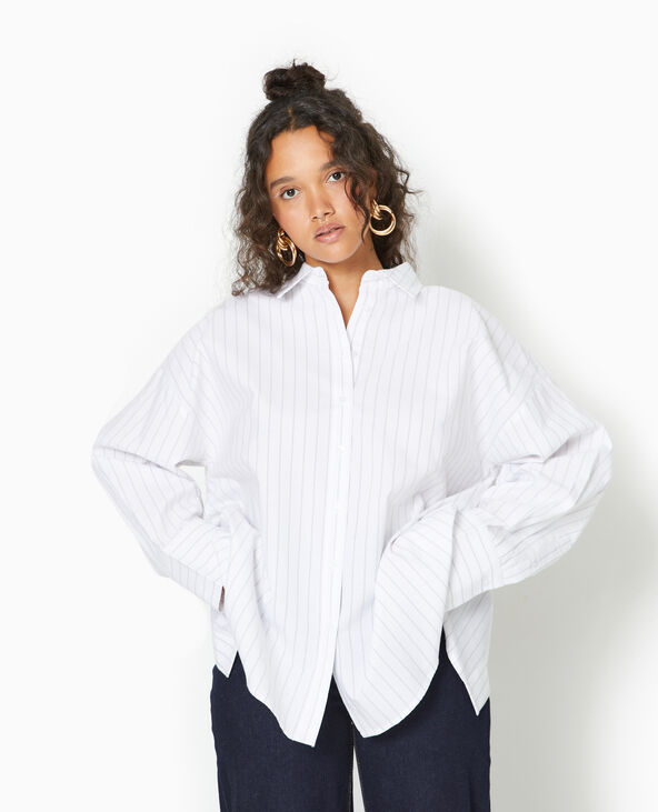 Chemise oversize ouverture dos motif rayures blanc - Pimkie