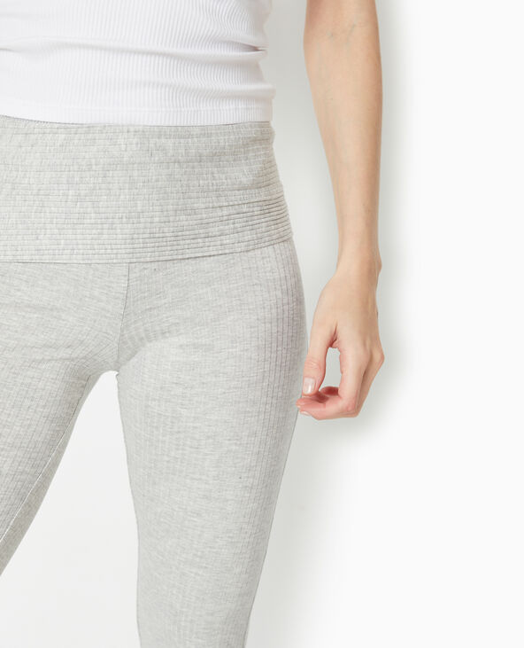 Pantalon flare en maille côtelée gris chiné - Pimkie