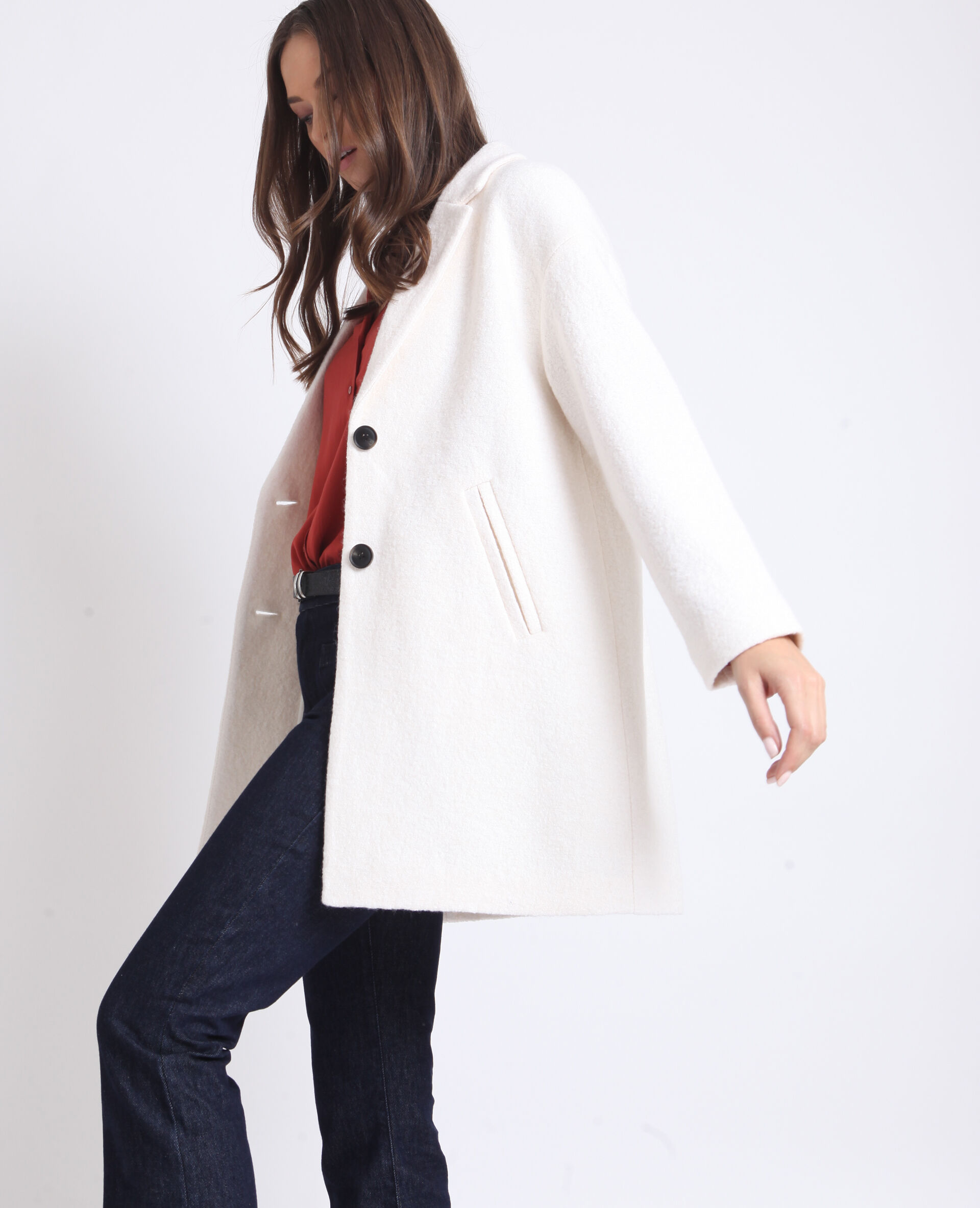manteau laine blanc