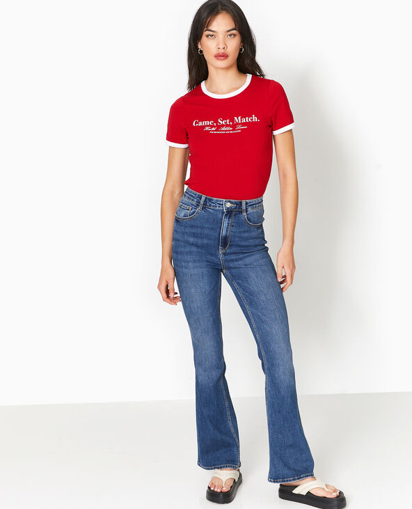 T-shirt avec print et biais contrastés rouge - Pimkie