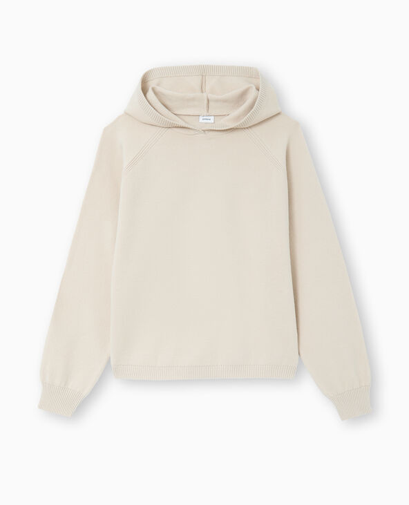 Pull en maille avec capuche beige - Pimkie