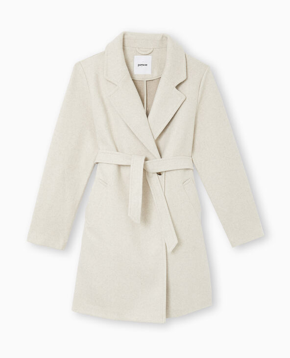 Manteau mi-long avec ceinture beige - Pimkie