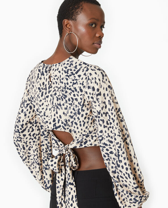 Blouse courte avec découpe dos motif léopard taupe - Pimkie