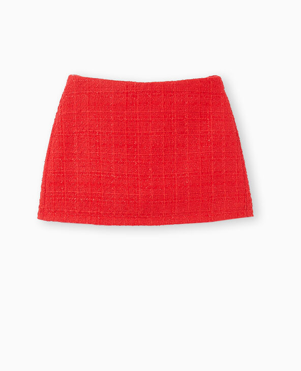 Mini jupe-short en tweed rouge - Pimkie