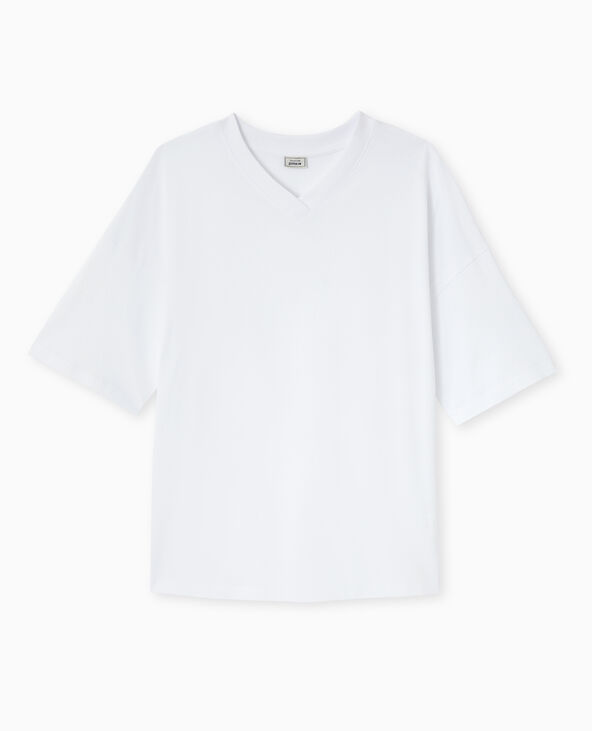 T-shirt oversize col V manches descendues blanc - Pimkie