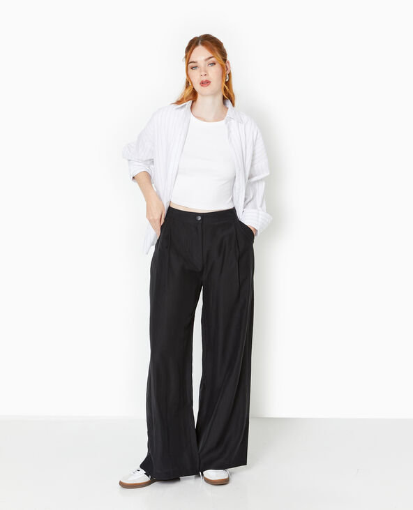 Pantalon large avec pinces noir - Pimkie