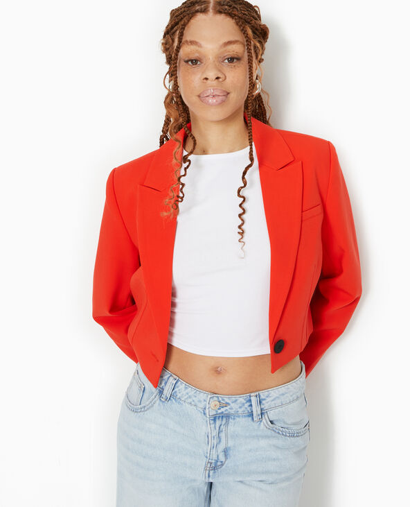 Veste blazer courte avec pinces rouge - Pimkie