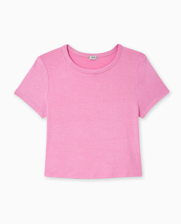 T-shirt court en maille fluide rose - Pimkie