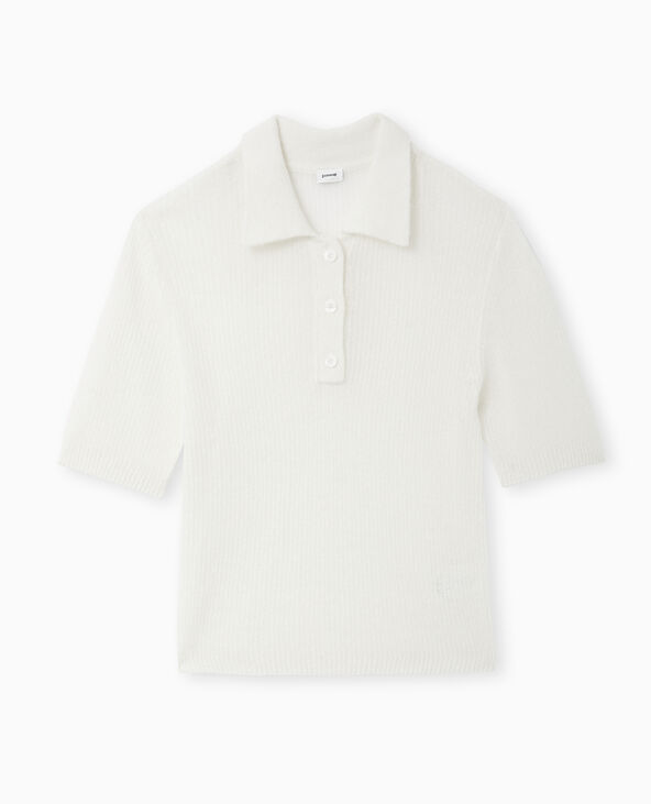 Pull col polo en maille légère blanc - Pimkie