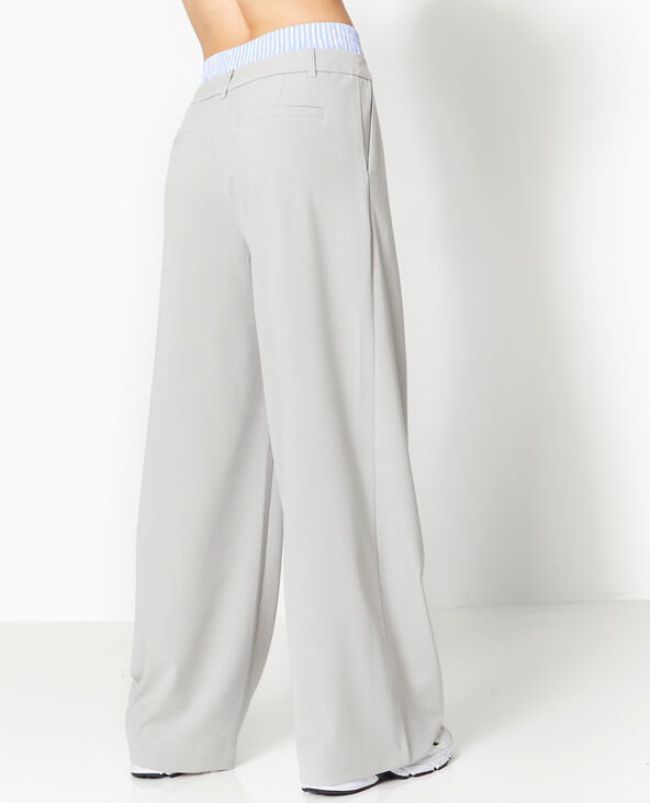 Pantalon large avec effet caleçon apparent gris clair - Pimkie