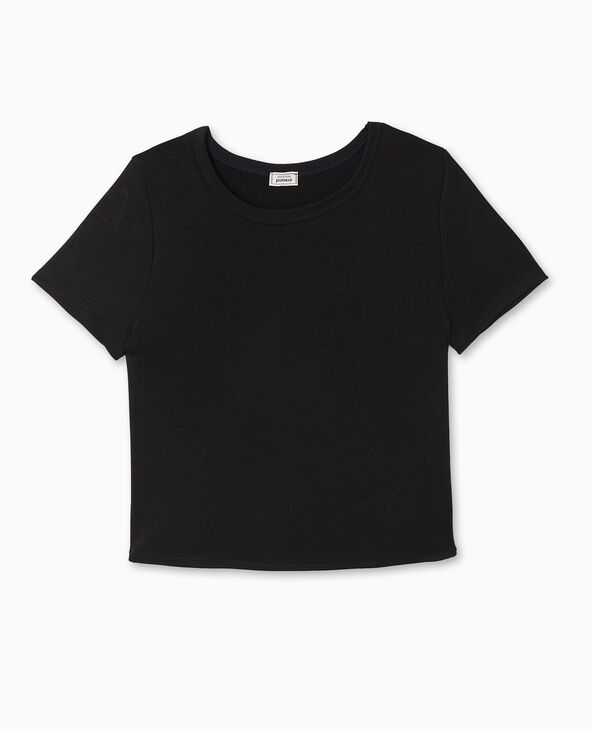 T-shirt court en maille fluide noir - Pimkie