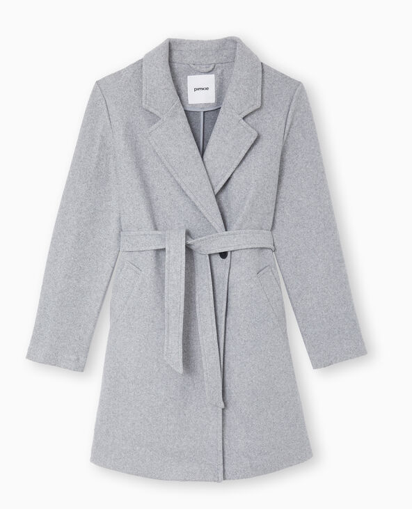 Manteau mi-long avec ceinture gris clair - Pimkie