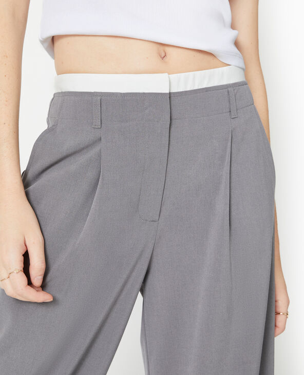 Pantalon large et droit avec détail ceinture gris foncé - Pimkie