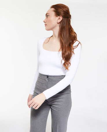 T-shirt oversize en coton avec poche Check (Noir) - Femme