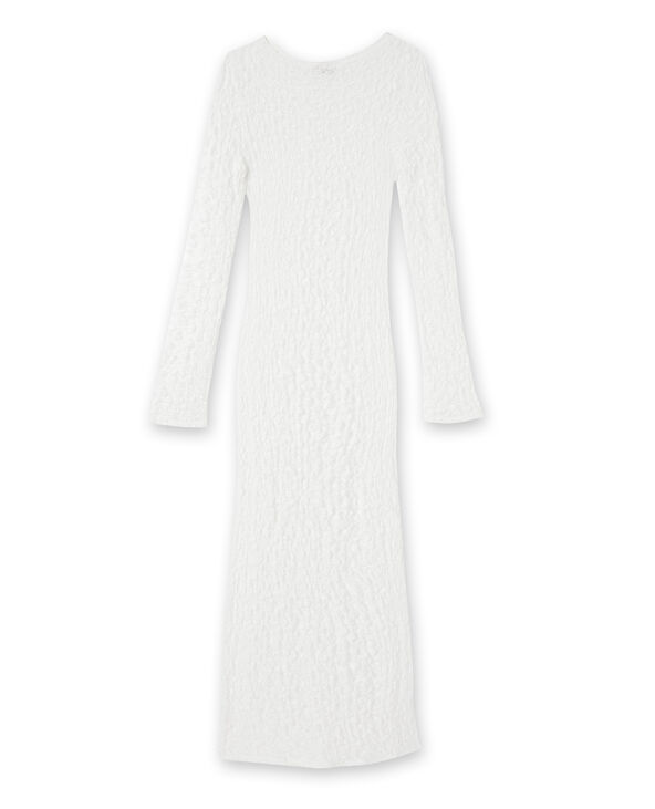 Robe longue en tissu dentelle reliéfé blanc - Pimkie