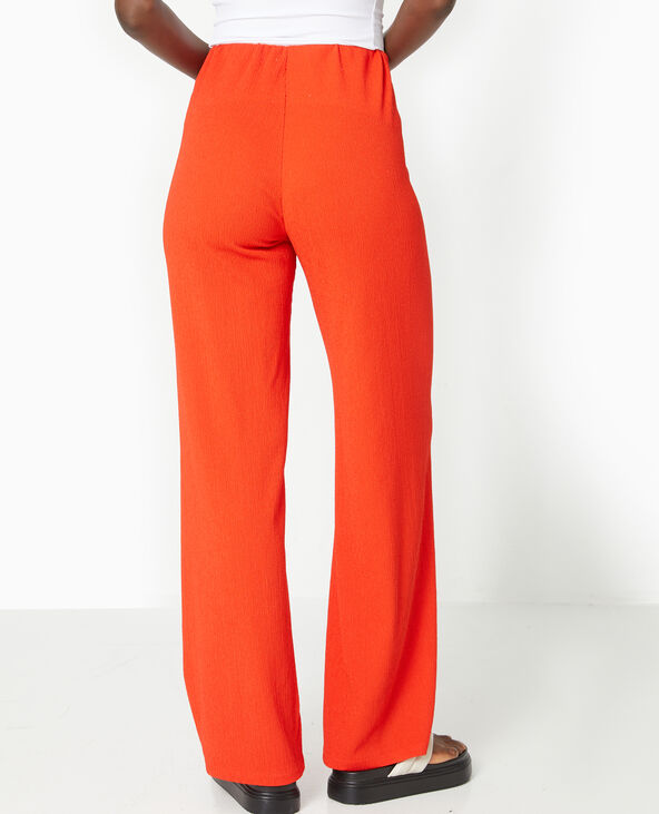 Pantalon large et fluide en tissu effet froissé rouge - Pimkie