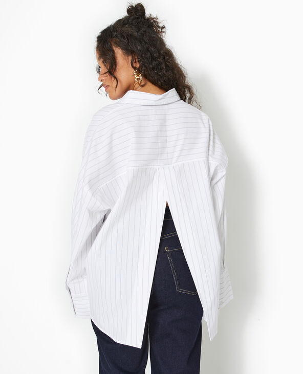 Chemise oversize ouverture dos motif rayures blanc - Pimkie