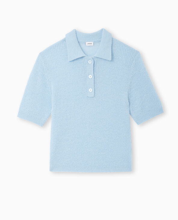 Pull col polo en maille légère bleu clair - Pimkie