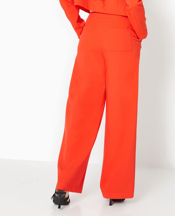 Pantalon large et droit taille haute rouge - Pimkie