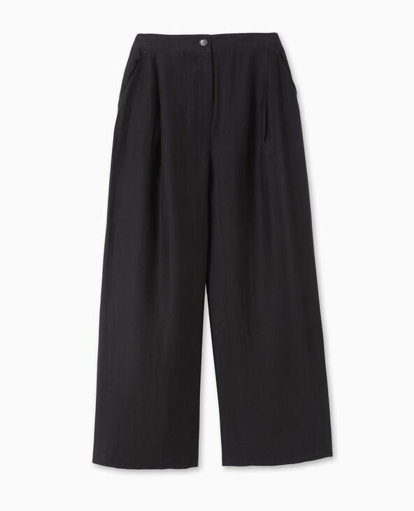 Pantalon large avec pinces noir - Pimkie