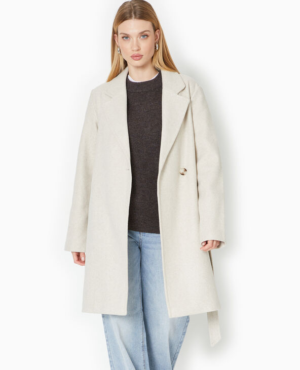 Manteau mi-long avec ceinture beige - Pimkie