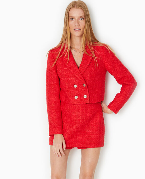 Veste courte en tweed rouge - Pimkie