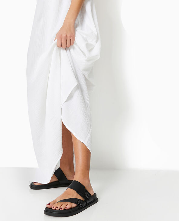 Robe longue en gaze de coton blanc - Pimkie
