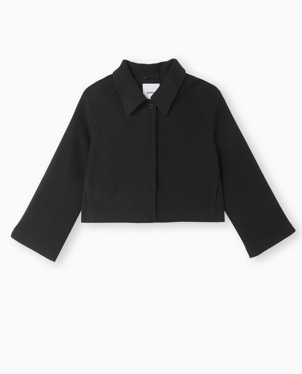 Manteau court drap de laine noir - Pimkie