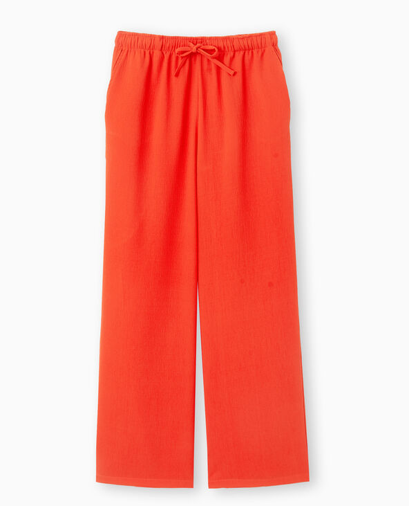 Pantalon large et droit en tissu reliefé rouge - Pimkie