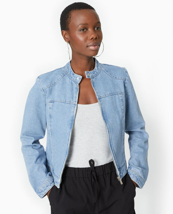 Veste en jean esprit biker bleu - Pimkie