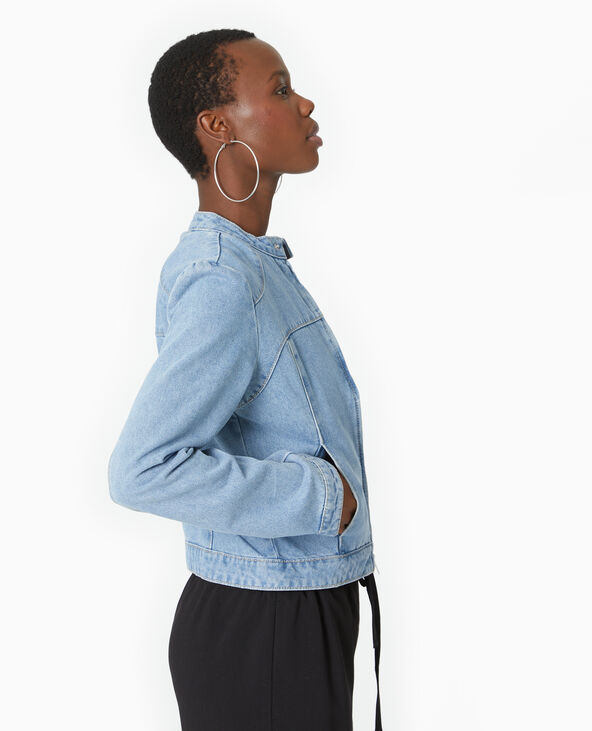 Veste en jean esprit biker bleu - Pimkie