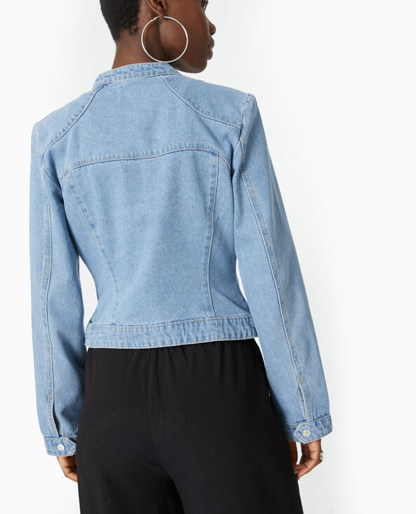 Veste en jean esprit biker bleu - Pimkie