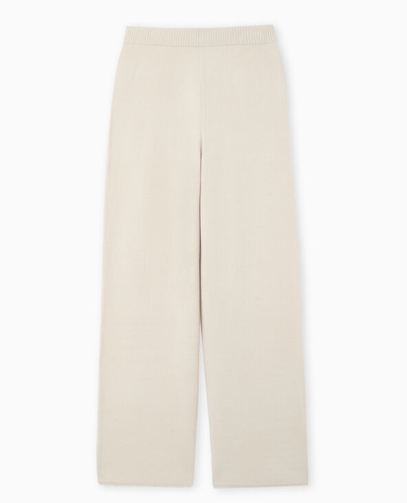 Pantalon droit en maille fine beige - Pimkie