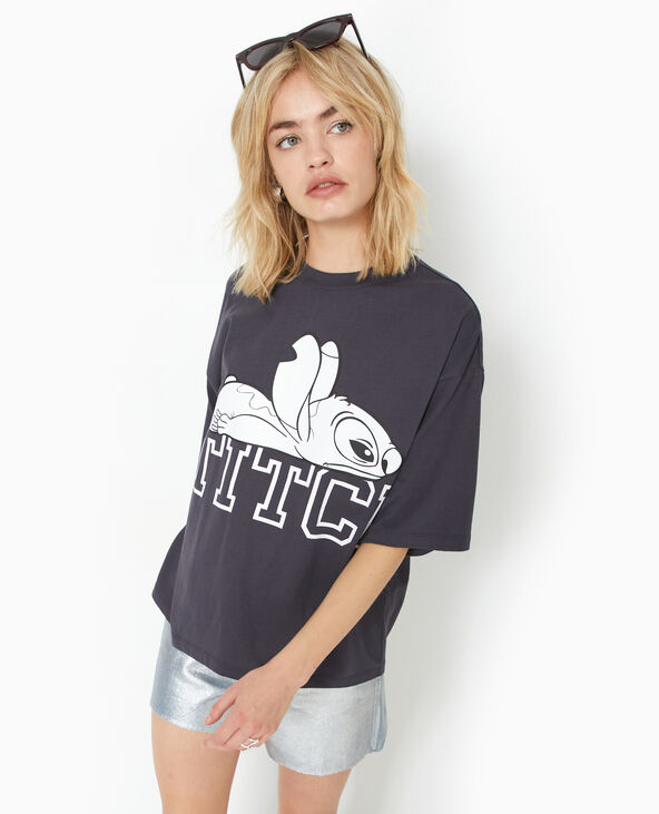 T-shirt oversize avec grand print STITCH devant gris - Pimkie