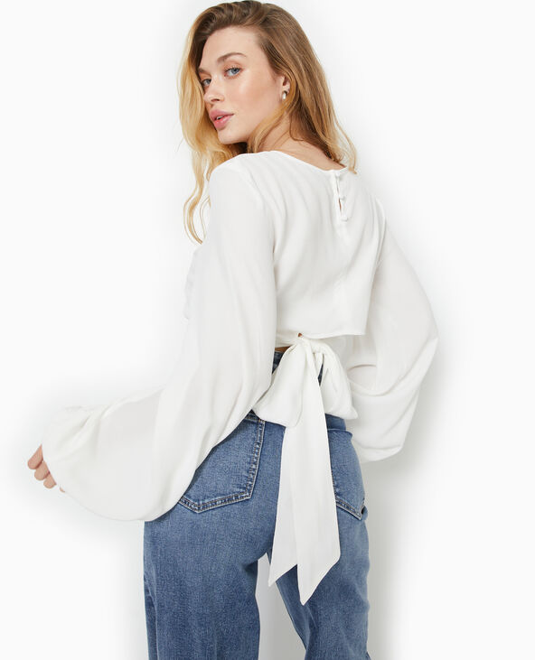 Blouse avec découpe dos et nœud blanc - Pimkie