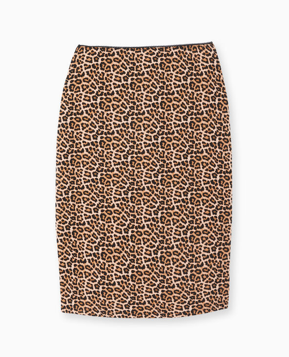 Jupe en jersey longueur genoux motif léopard marron - Pimkie