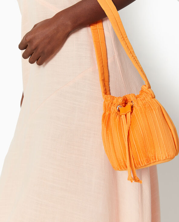 Mini sac seau en tissu plissé orange - Pimkie