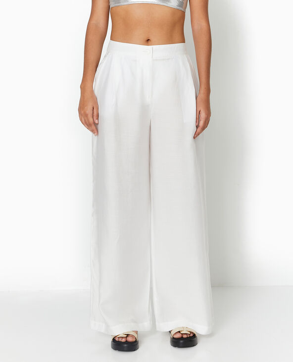 Pantalon large avec pinces blanc - Pimkie