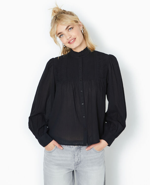 Blouse boutonnée avec plis noir - Pimkie