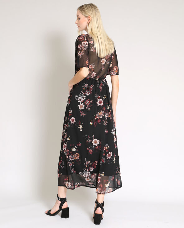 Robe longue à fleurs noir - Pimkie